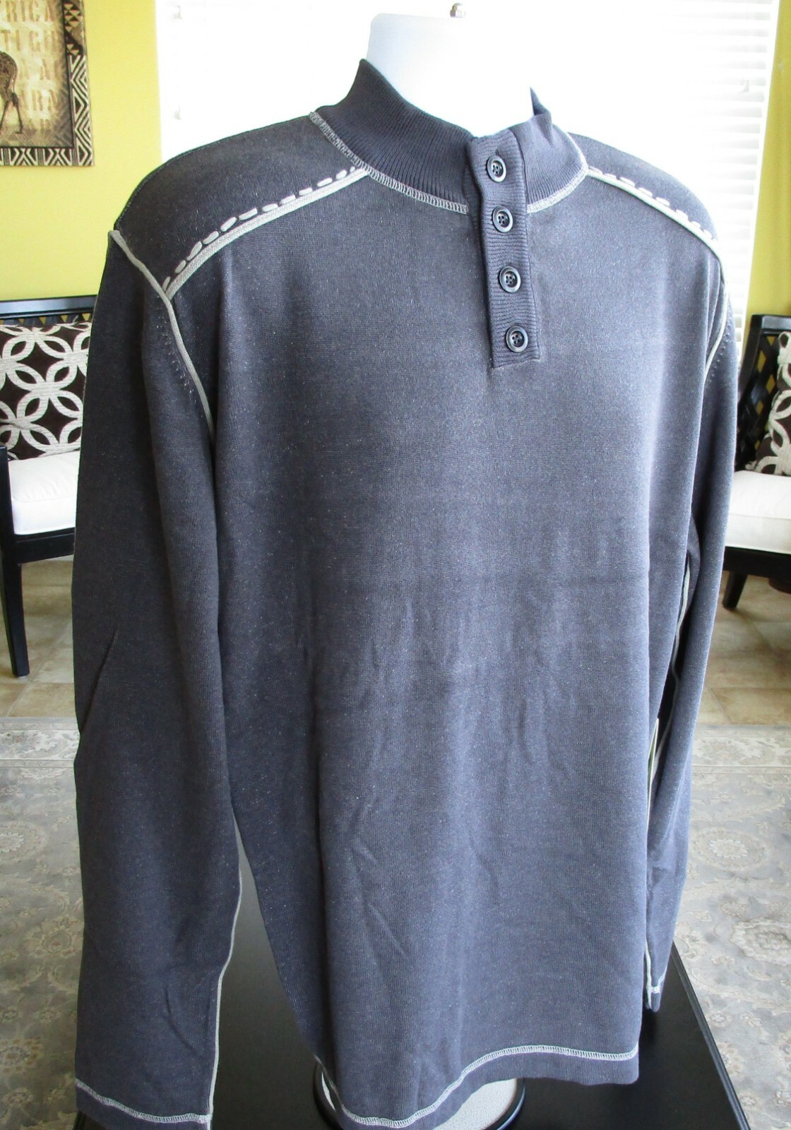 Ecoths Maddox Sweater 4-Button Henley Style Long Sleeve Pullover Apparel XXL gallery