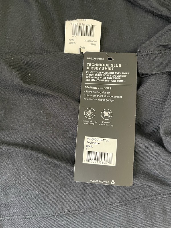 MPG Technique Slub Jersey Shirt Quick-Drying Moisture Wicking Black L gallery