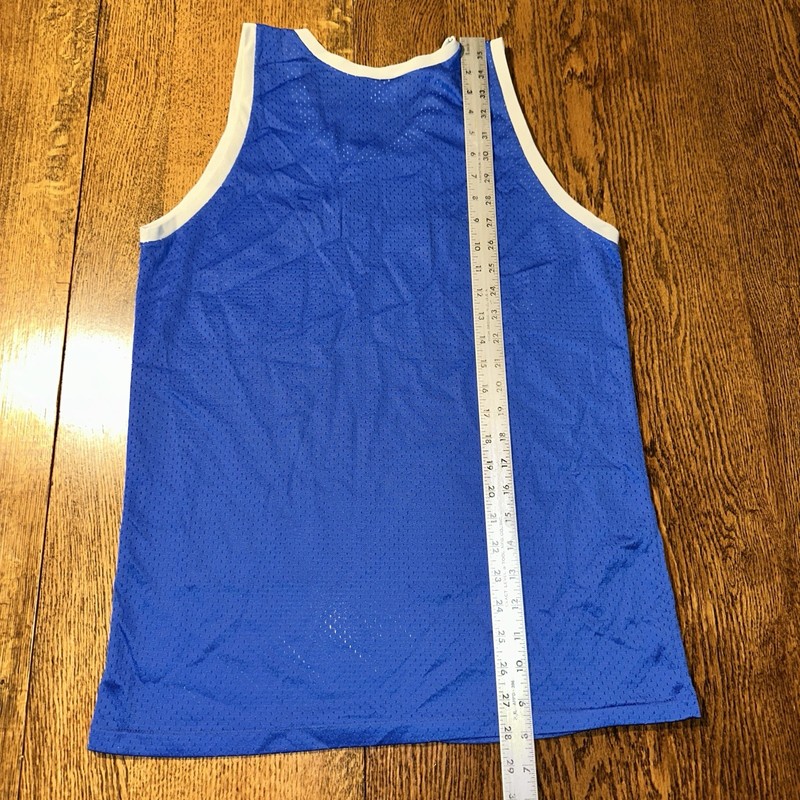 Vtg 70s Basketball Jersey Outdoorsman Large Blue White Made USA gallery