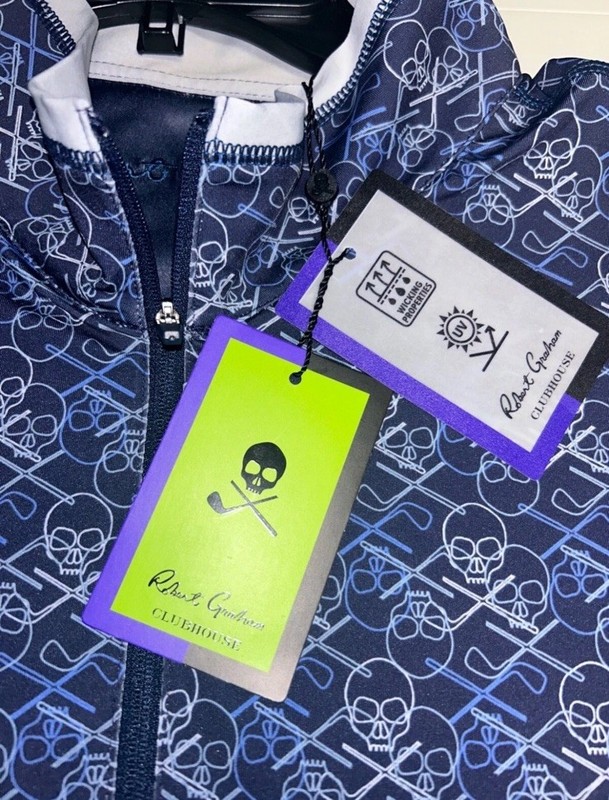 NWT's Robert Graham Clubhouse Golf Iron Skull Navy Blue Pullover XXL 2XL $188 gallery