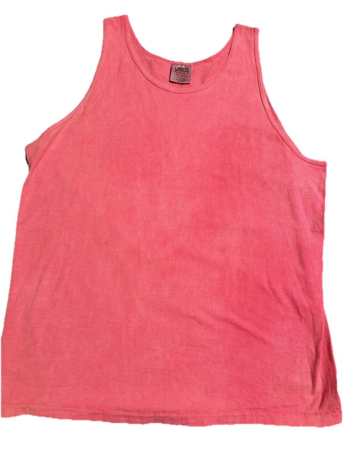 Oneita Power-T Pink XL Tank Top 100% Cotton Jersey Preshrunk Men's Vintage 80’s gallery