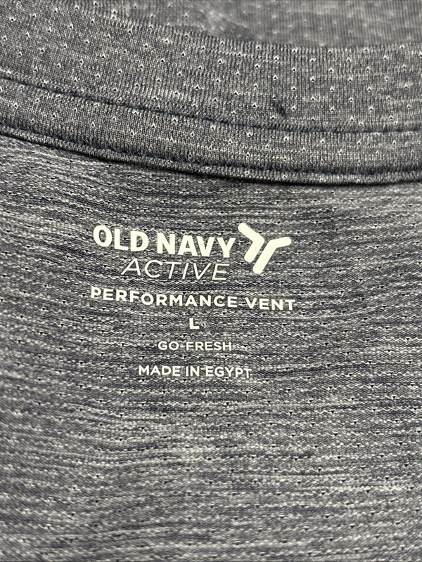 OLD NAVY Active Men’s Large Go Fresh Performance Vent Blue/Gray T Shirt NWT gallery