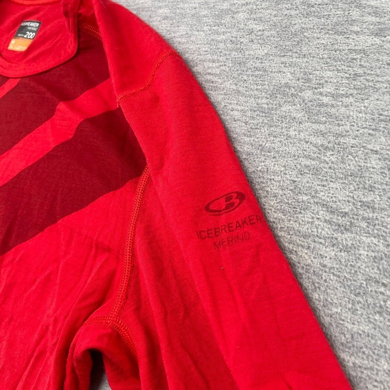 Icebreaker Thermal Shirt Men M Red Oasis Long Sleeve Crew Summit Base Layer FLAW gallery