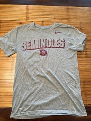 Nike Florida State FSU Seminoles Dri-Fit Heather Gray T-Shirt Men Size S!