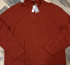 New $70 Van Heusen Never Tuck Otto 1/4 Zip Pullover Auburn Red Rust 2XLT Tall
