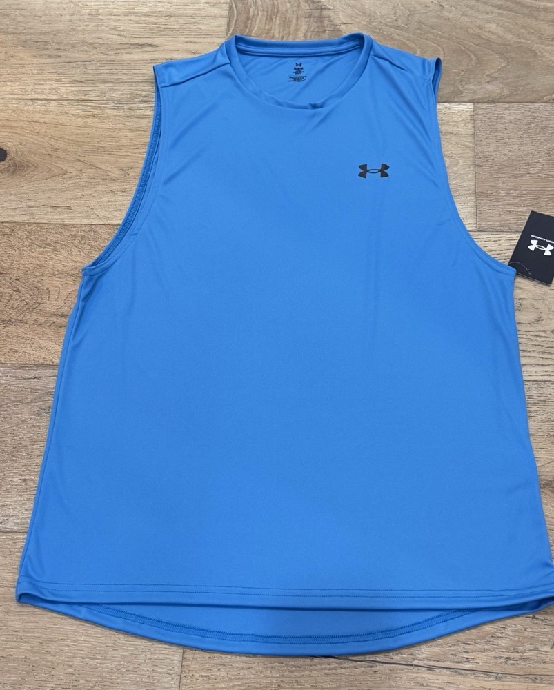 NWT Men’s L Under Armour ETHER BLUE Velocity Muscle Tank Top Shirt 1327972 $25