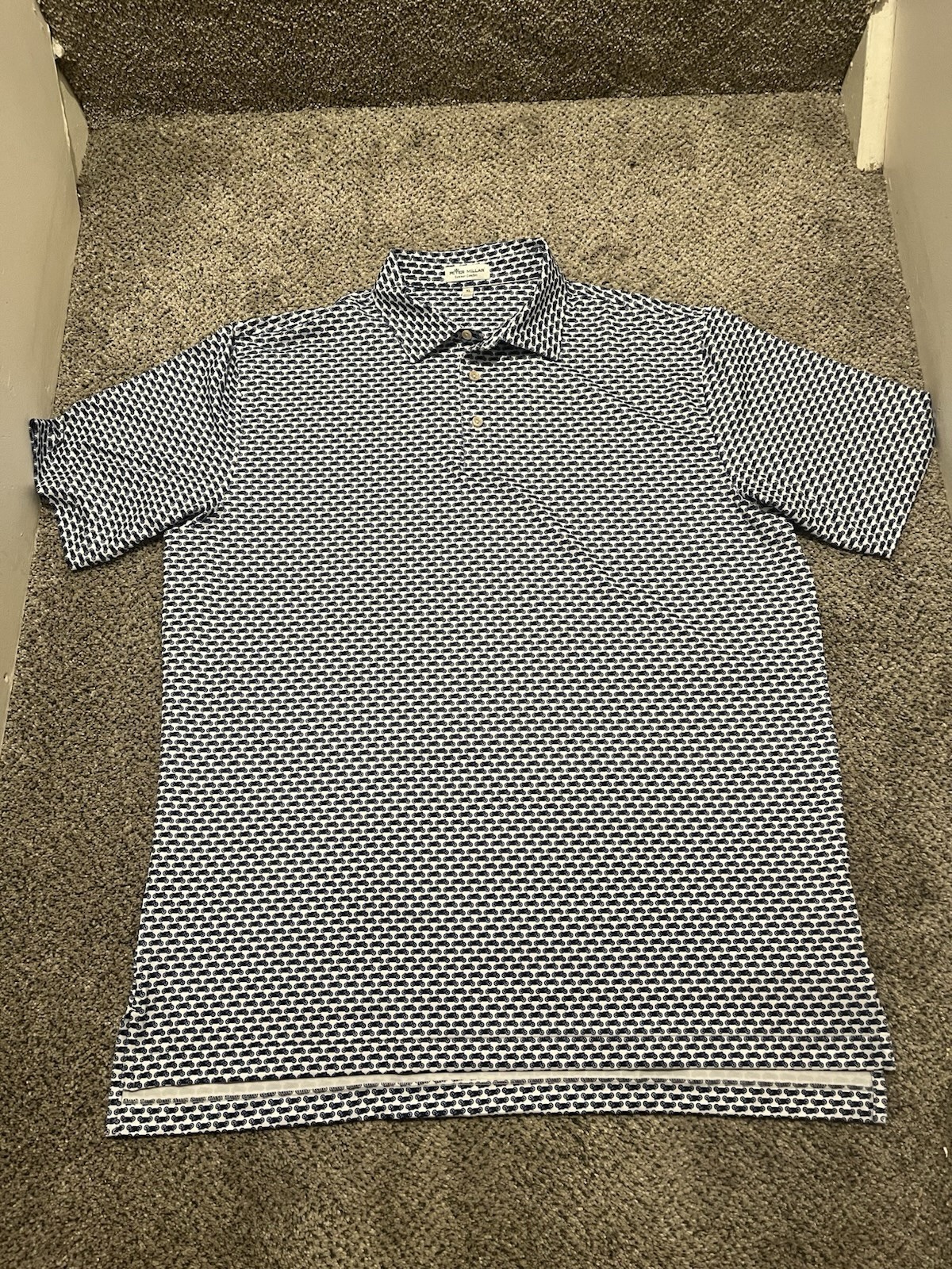 PETER MILLAR SUMMER COMFORT MOTORCYCLE PATTERN GOLF POLO SHIRT Men’s Size XL gallery