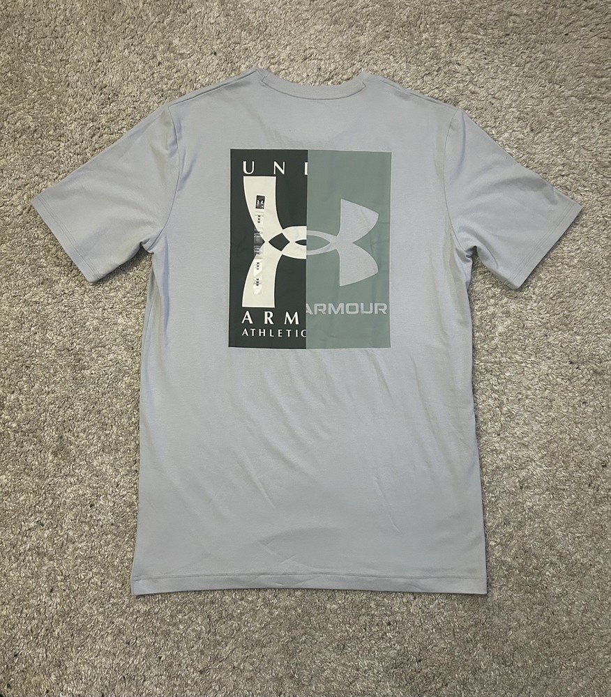 Under Armour Men's 60/40S Evol Logo Short Sleeve Tee, Gray/Black Medium