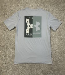 Under Armour Men’s 60/40S Evol Logo Short Sleeve Tee, Gray/Black Medium