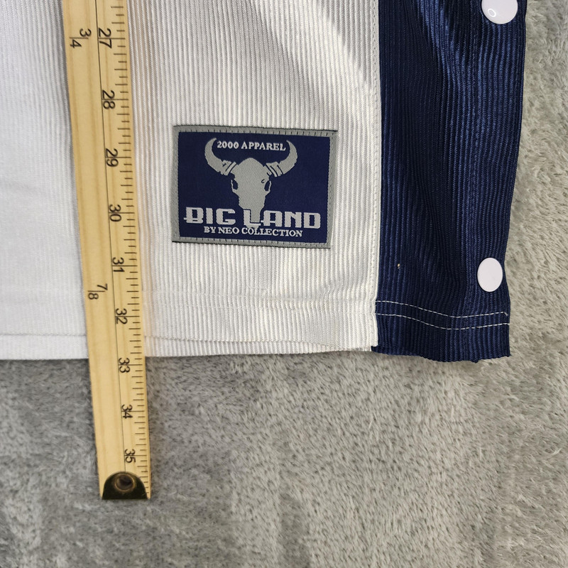 Big Land Jersey Shirt Mens XL White Navy Blue New York 69 Basketball Snap Sides gallery