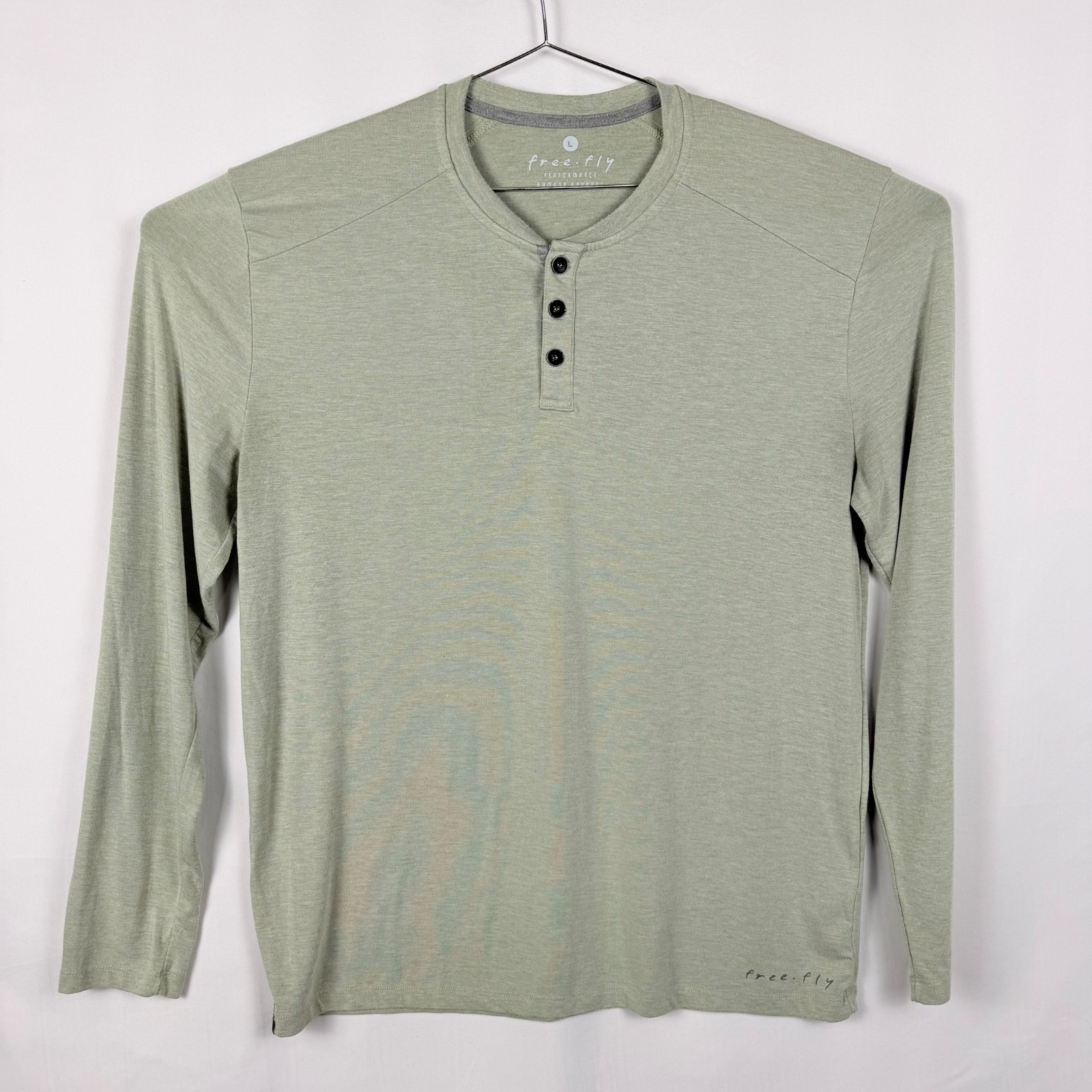 Free Fly Bamboo Performance Henley Sage Green Long Sleeve Mens Large gallery