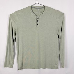 Free Fly Bamboo Performance Henley Sage Green Long Sleeve Mens Large