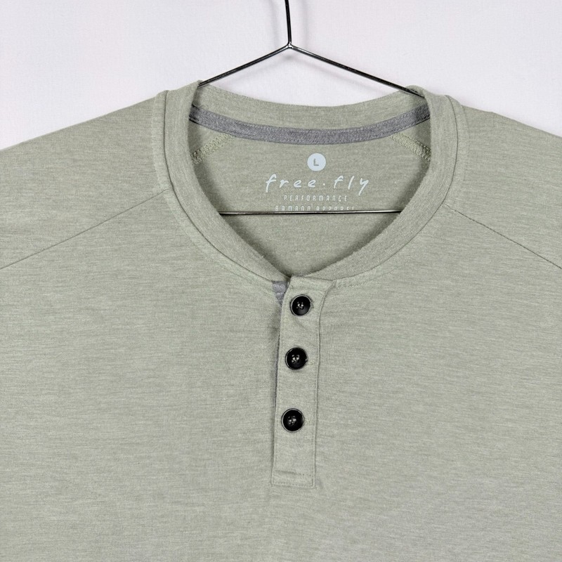 Free Fly Bamboo Performance Henley Sage Green Long Sleeve Mens Large gallery