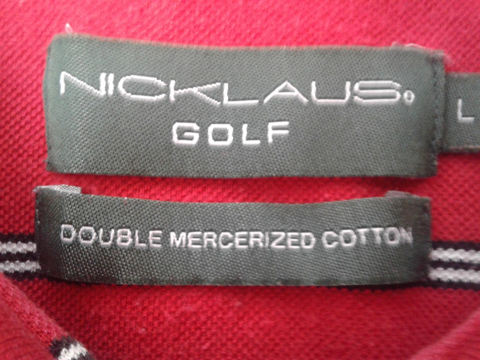 Nicklaus Mens Red w/Black & White Stripes Double Mercerized Cotton Size L gallery