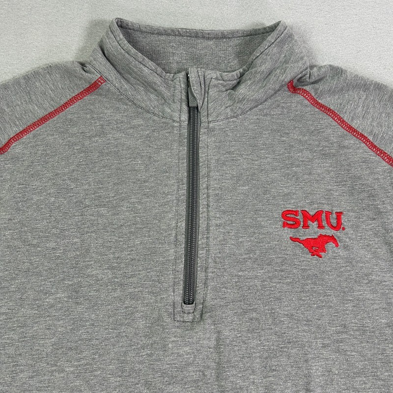 Tasc Performance Men's 1/4 Zip Pullover Small Grey SMU Mustangs Long Slv Bamboo gallery