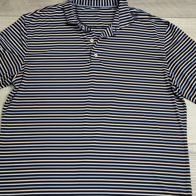 ⛳Johnnie‑O Striped Performance Polo Shirt Men’s XL Striped Golf Comfort Stretch gallery