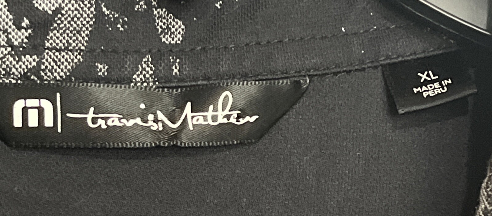 NWOT-MINT TRAVIS MATHEW L- XL BLACK GRAY PALMS GRAPHIC GOLF POLO SHIRT gallery
