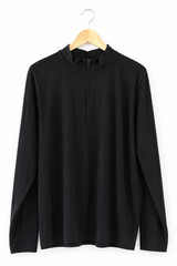 Lands End Mens XXL 50-52 Black Quarter Zip Performance Mock Neck Long Sleeve