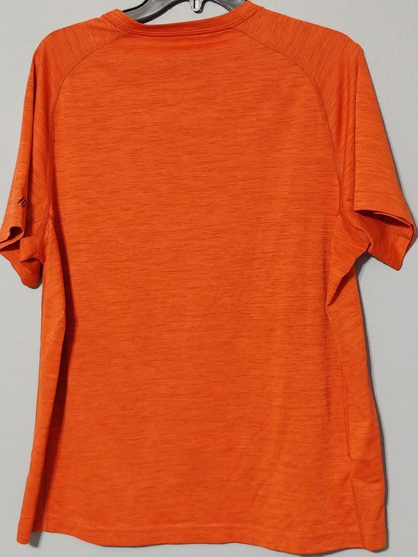 Eddie Bauer FreeDry Motion Tee Shirt Mens L Orange Logo Athletic Stretch Active gallery