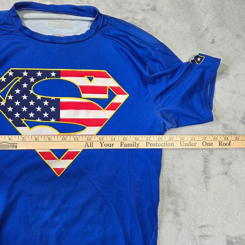 Under Armour Alter Ego Superman USA Flag Compression Shirt Men Blue M Athleisure gallery