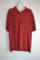 Under Armour, Heat Gear, Polo, XXL, Red with Stripes of Black/Gray, Short Sleeve