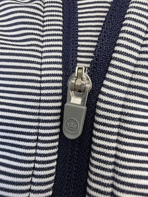 Peter Millar SMU Pony Up Stripe Performance 1/4 Zip College Blue & White Sz L gallery
