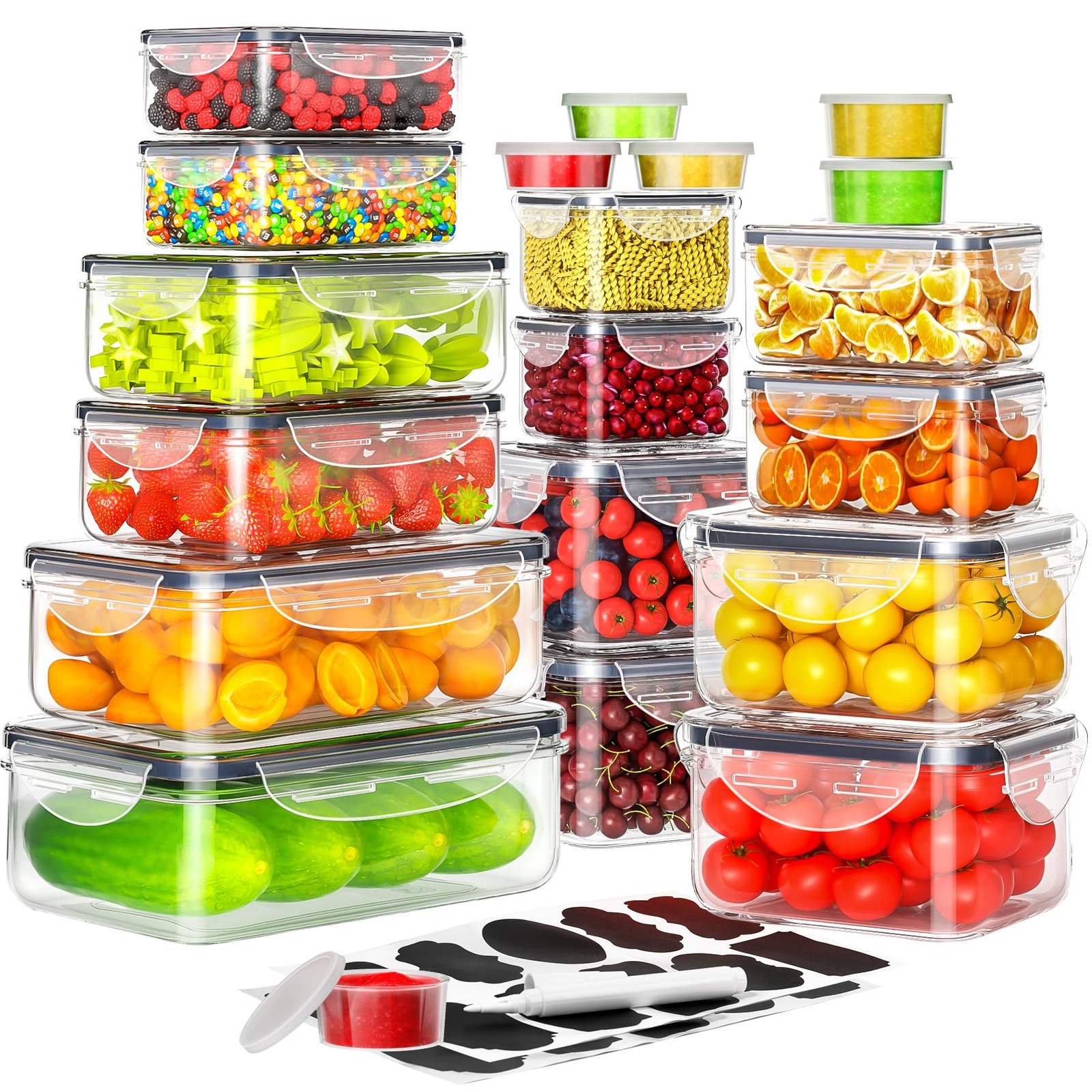 40 PCS Food Storage Containers with Lids Airtight (20 Containers & 20 Lids), Pla gallery