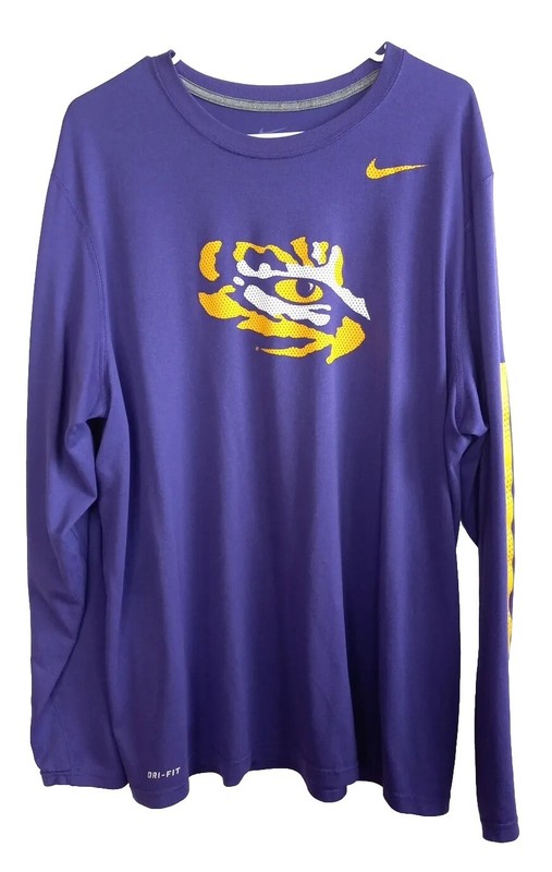 Nike Dri-FIT Men's XL Long-Sleeved Active Sweat T-Shirt Ravens Art Logo Purple gallery