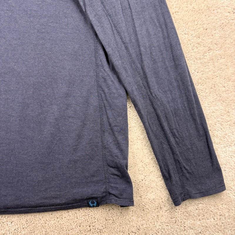 Hylete Henley Shirt Mens Size XL Blue Long Sleeve Athleisure Yoga Training gallery