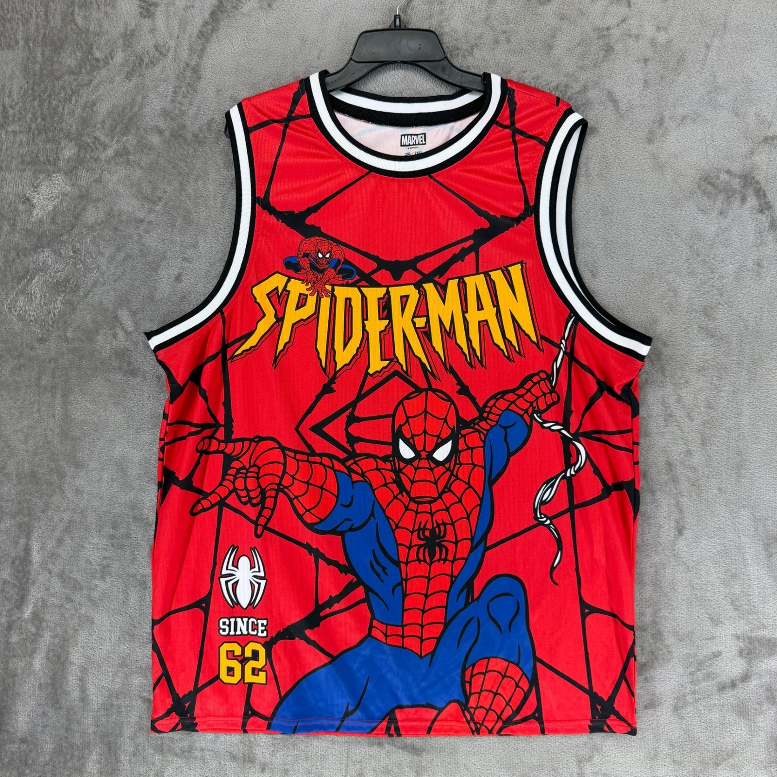 Marvel Spider-Man Basketball Jersey Mens 2XL Red Mesh Graphic Tank Top 62 Comic gallery