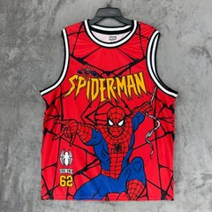 Marvel Spider-Man Basketball Jersey Mens 2XL Red Mesh Graphic Tank Top 62 Comic