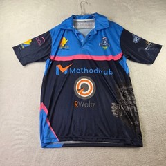 Methodhub Panthers Cricket Jersey Mens Medium Blue Navy Short Sleeve Polo Shirt