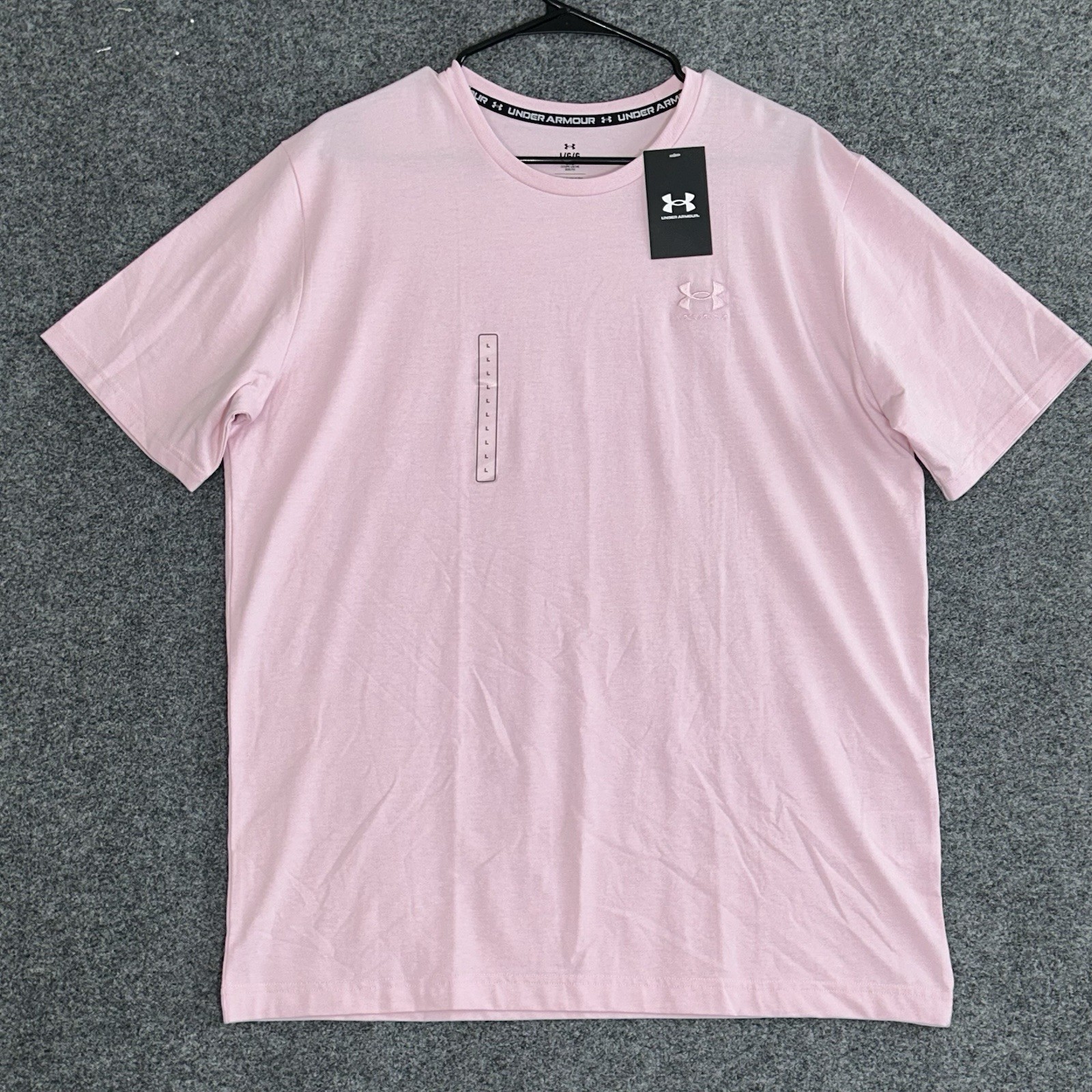 Under Armour Men’s LARGE Icon Short Sleeve T-Shirt ~Pink~ Embroidered Logo gallery
