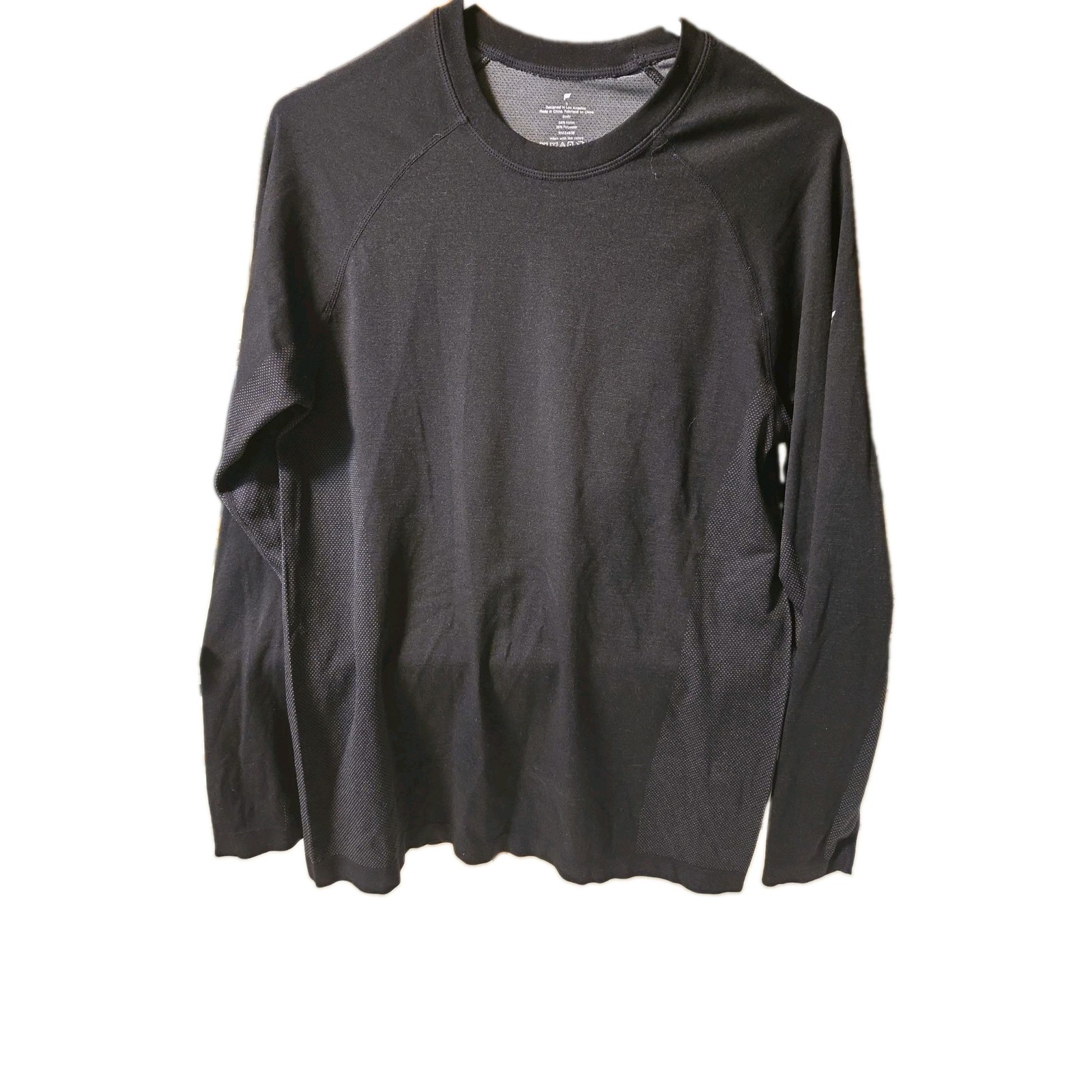 Fabletics Training Day Long Sleeve Tee Shirt Mens S Black Stretch Performance gallery