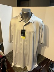 Callaway Opti Dri Men’s Polo Shirt Gray White Striped Poly Spandex XXL – NWT