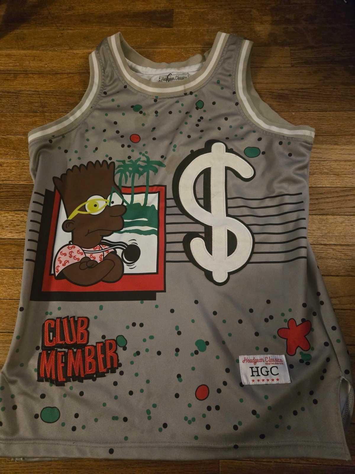 Headgear Classics Bart Simpson Basketball Jersey Tank Top Gray Size S gallery