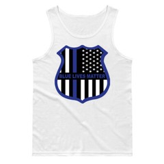 Blue Lives Matter Thin Line Mens Unisex Tank top American flag USA Police badge