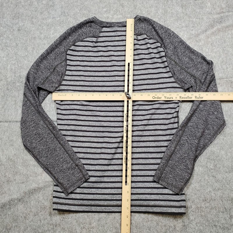 Lululemon Shirt Mens M/L? Surge Warm Crew Yachtie Stripe Heathered Dark Slate gallery