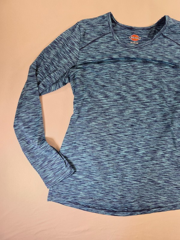 Dickies Long Sleeve Performance Tee Shirt Moisture Wicking Work Blue Men's Med gallery