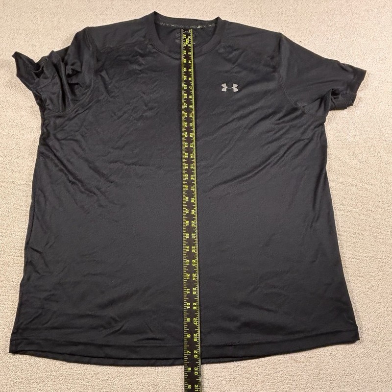 Under Armour Cold Black Run Performance T-Shirt Men XL Black Faded Logo Wicking gallery