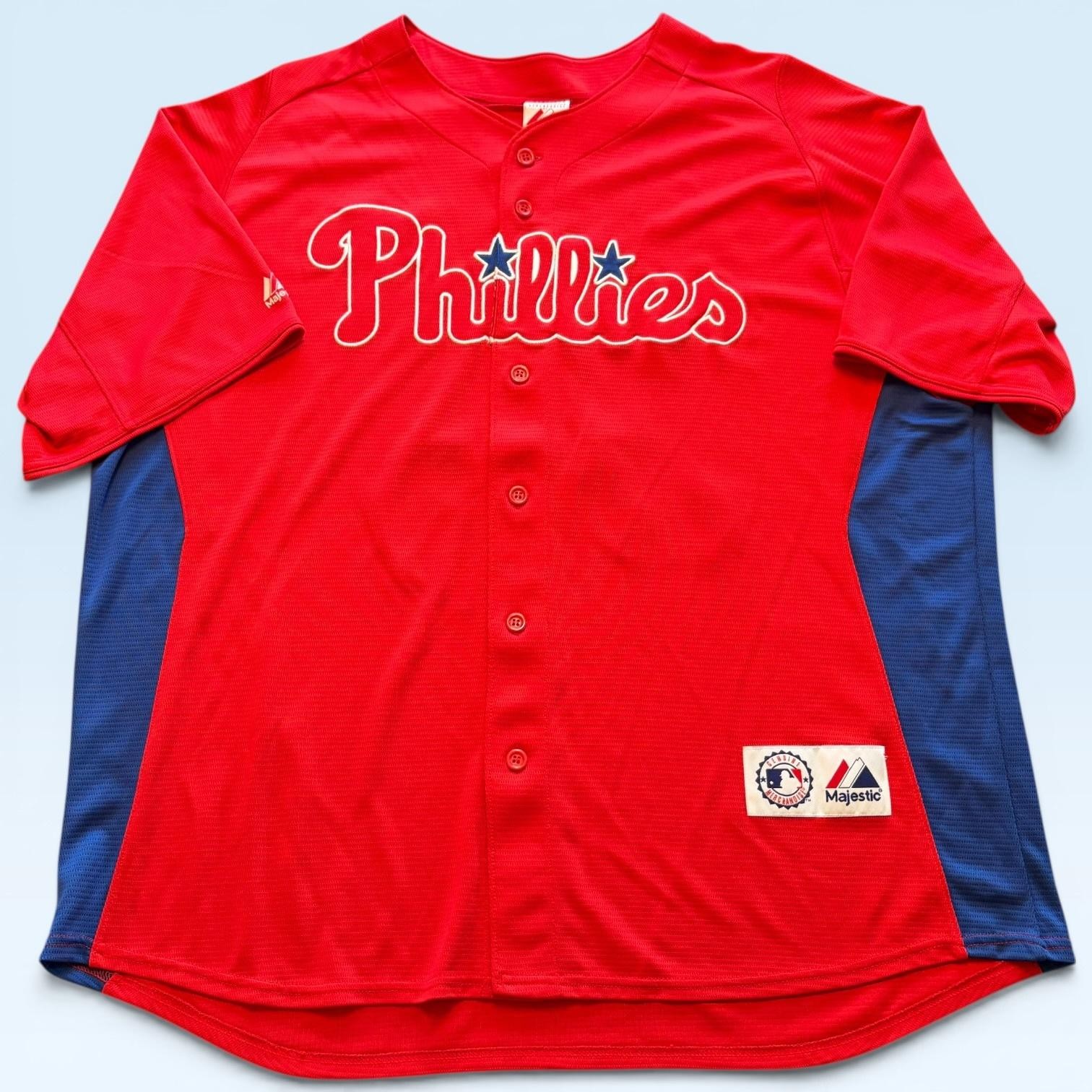 Philadelphia Phillies Baseball Jersey Mens 2XL Red MLB Halladay 34 Majestic gallery