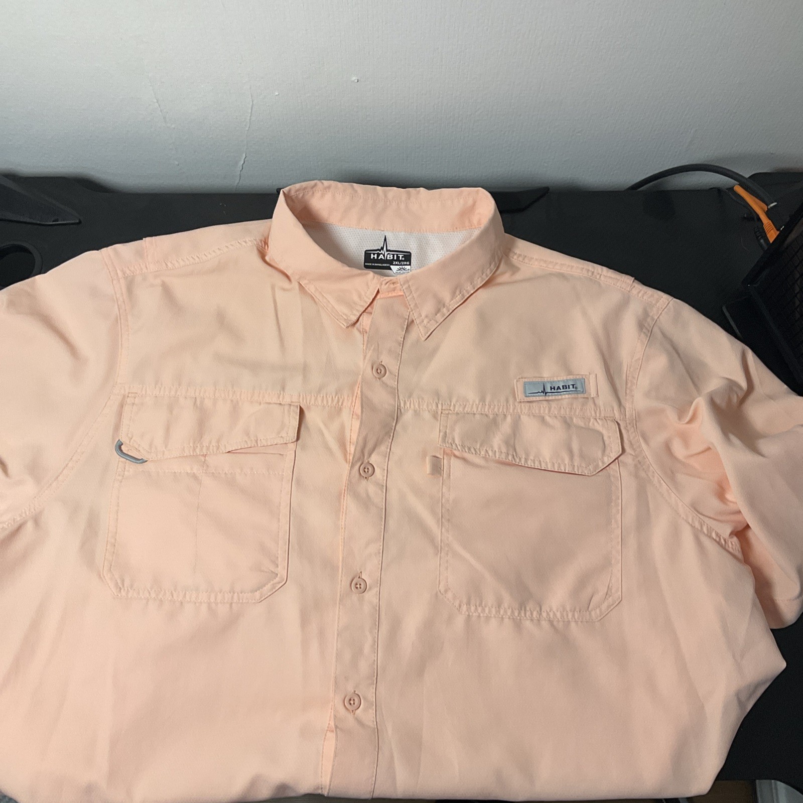 Habit Men's Peach Size 2XL Short Sleeve 40+ Solar Factor Fishing Shirt gallery