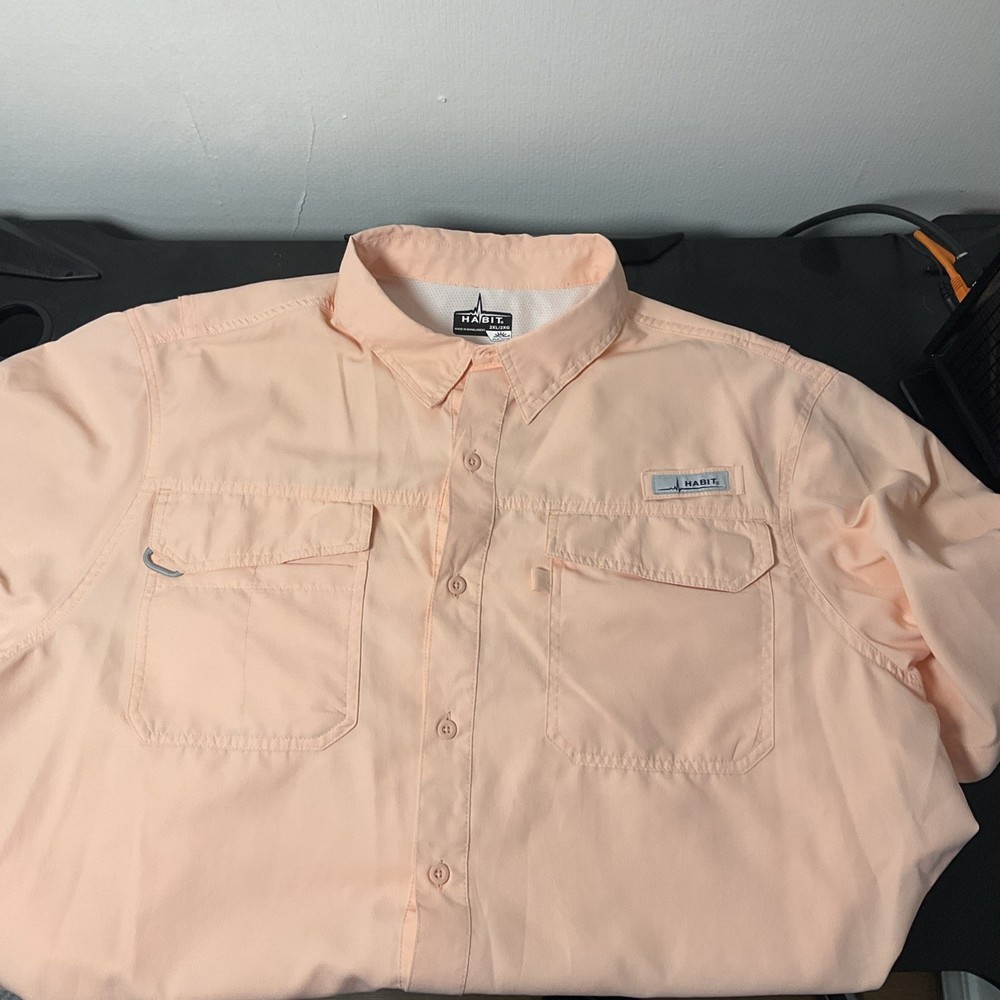 Habit Men's Peach Size 2XL Short Sleeve 40+ Solar Factor Fishing Shirt