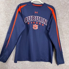 Under Armour Auburn Tigers Mens Large Navy Orange Long Sleeve Heatgear Athletic