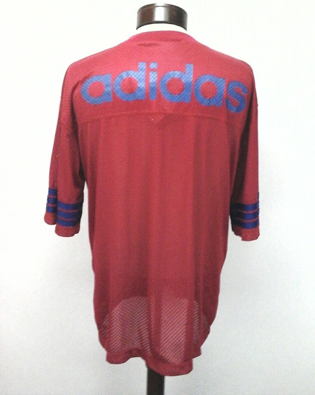 VINTAGE ADIDAS MESH JERSEY RED BLUE TREFOIL LOGO MENS Medium M Made in USA NEW gallery
