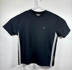 Nike Men’s L Black Mesh Athletic Tee T-Shirt Swoosh Logo Side Stripes