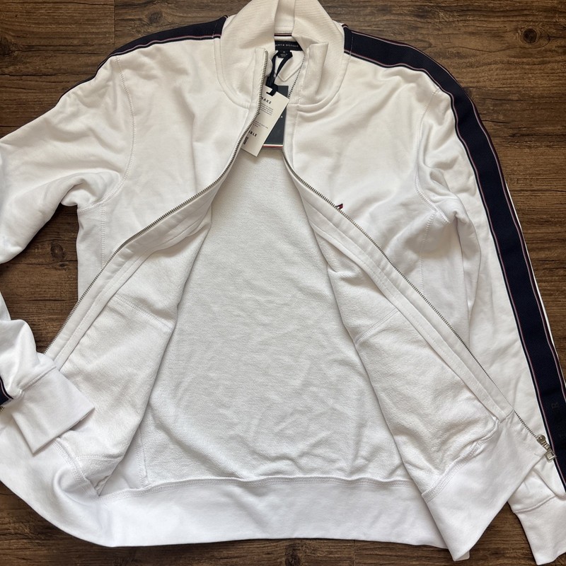 Tommy Hilfiger Track ZipUp Jacket Men’s Medium NWT White/Blue Stripe Longsleeve gallery