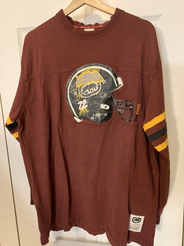 Vintage Ecko Unltd Jersey Mens L Maroon Black Yellow Baggy Hip Hop Y2K gallery