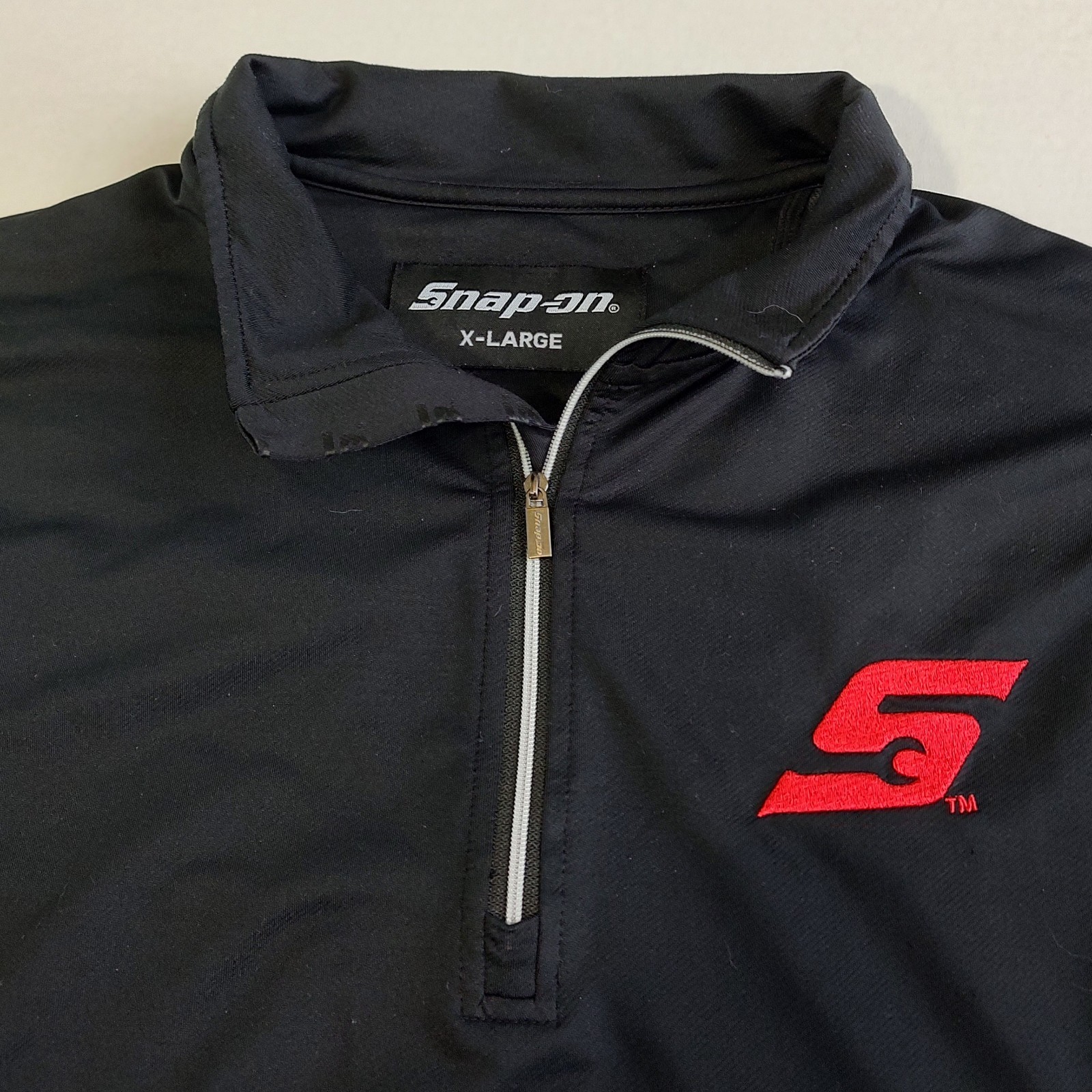 Snap On Tools Performance 1/4 Zip Pullover Mens XL Black Active Stretch Shirt gallery