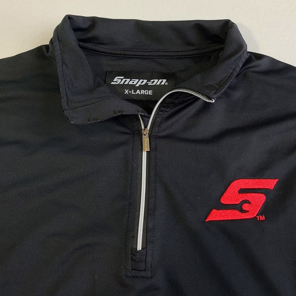 Snap On Tools Performance 1/4 Zip Pullover Mens XL Black Active Stretch Shirt